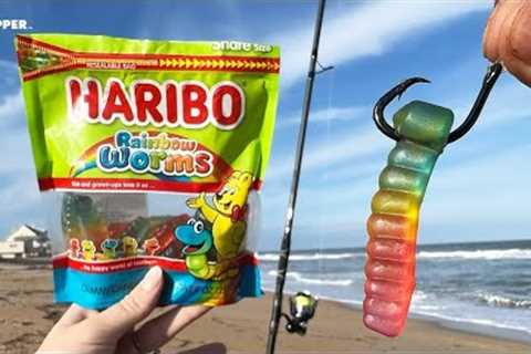 Using Candy Gummy Worms to Catch My Dinner! LOL (not kidding)