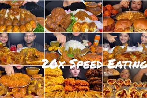 20x Speed Eating sound. Lot's of Indian food Eating 🤩🤩 Ft. Indian Mukbangers#asmr #foodie#mukbang