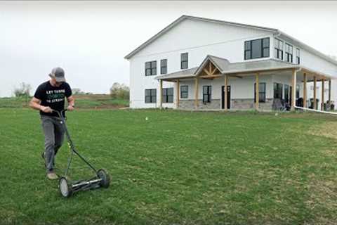 FIRST MOW On NEW FRONT LAWN + Early Crabgrass Control