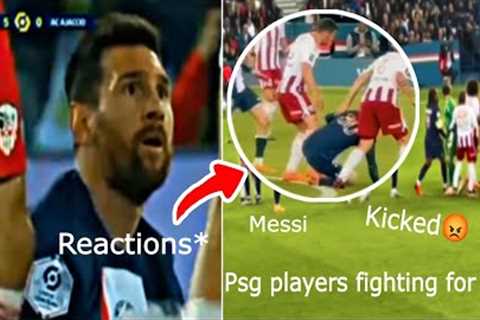 👀Messi Reactions to Psg players fighting for him After Ajaccio defender kicked 😅