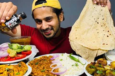 EATING RAJMA CHAWAL WITH MASALA ARBI ,STUFFED TINDA &amp; RUMALI ROTI ,SALAD | HOME MADE INDIAN FOOD