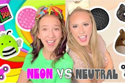 NEON ⚡️🌈 VS NETERAL 🧸🤍 LEARNING EXPRESS COLOR SHOPPING CHALLENGE!
