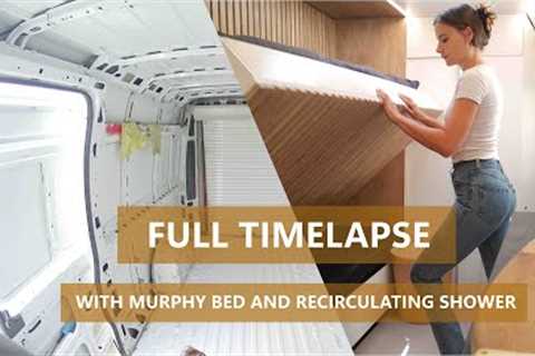 VAN CONVERSION FULL TIMELAPSE + TOUR | With murphy bed and full bathroom