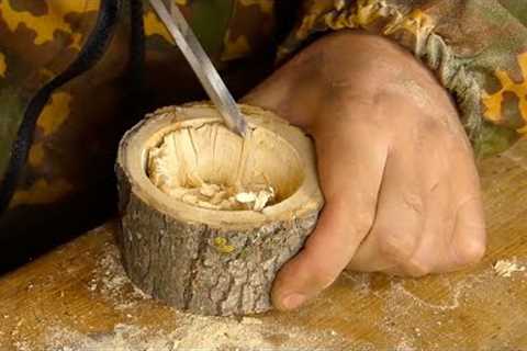 Unusual carpentry homemade from a small log!
