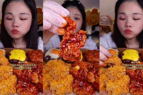 ASMR EATING | Real Mukbang | Spicy Noodle, Spicy Chicken, Dessert | FAST FOOD