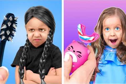 RICH vs POOR GADGETS || WEDNESDAY vs ENID's Cool Hacks
