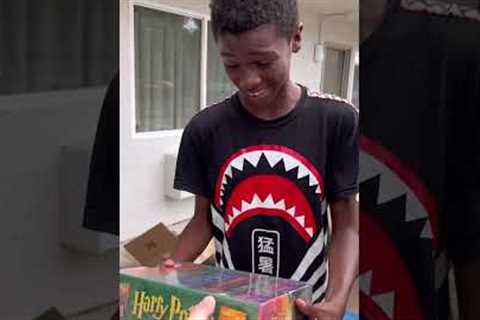Giving Young Man that Sells Candy and Drinks Lots of Gifts and Toys