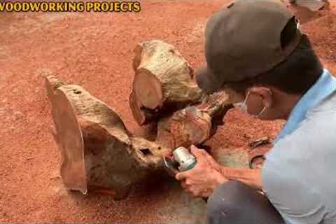 Woodworking Ideas From Dried Tree Roots // DIY Outdoor Coffee Table You've Certainly Never Seen