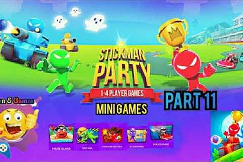Stickman Party 2 3 4 MiniGames|1-4 Player Games|SMP gameplay(Part 11)(Pirate Island,Epic Fail,Tre...