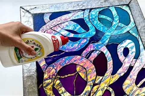 DISHSOAP ACRYLIC POUR TANGLED FLUIDART painting step by step for beginners