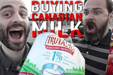 American explores Canadian grocery store (tries BAGGED milk and Ketchup chips)