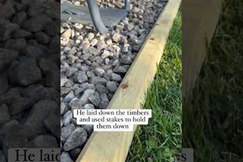 Creating a border around an above ground pool #pool #border #landscaping #rocks #ideas #backyard
