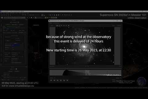 The bright supernova SN 2023ixf in Messier 101: online observation – 26 May 2023.