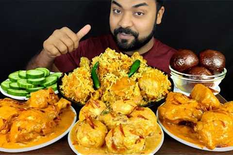 CHICKEN DUM BIRYANI, CHICKEN REZALA, EGG KORMA, GULAB JAMUN, SALAD, CHILI MUKBANG ASMR EATING SHOW |