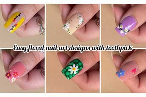 Easy floral nail art designs with toothpick || New nail art designs for beginners 2023