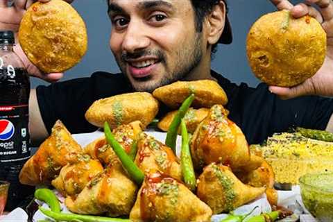 Unlimited 😱 Kachori &amp; Samosa Eating Challenge With Chill’s &amp; Dhokla | INDIAN STREET FOOD..