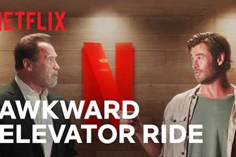 Chris Hemsworth and Arnold Schwarzenegger | Elevator Ride | Nobody Hits Like Netflix