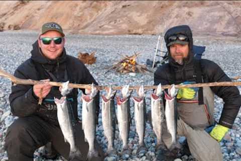 SALMON FISHING Catch &amp; Cook Over an Open Fire with a DRIFTWOOD CEDAR PLANK!