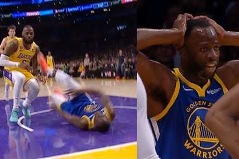 Draymond Green slams his head on the ground after LeBron James ran into him 😬