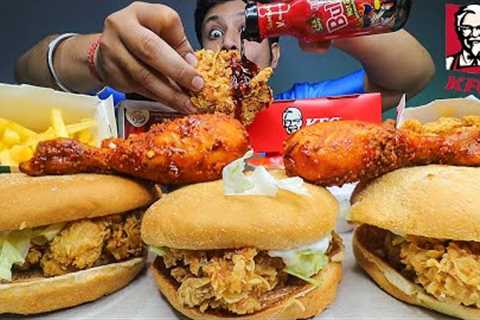 I ORDERED KFC FAMILY MEAL FEAST WITH 2X SPICY SAUCE, SMOKY RED LEG PIECE, FRIED CHICKEN &amp; DONUT