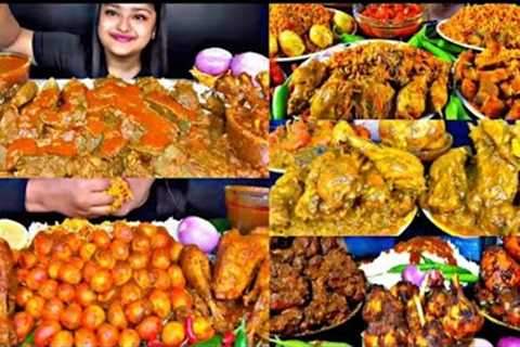 ASMR EATING SPICY CHICKEN CURRY EGG CURRY MUTTON LIVER  BEST INDIAN FOOD MUKBANG Foodie India