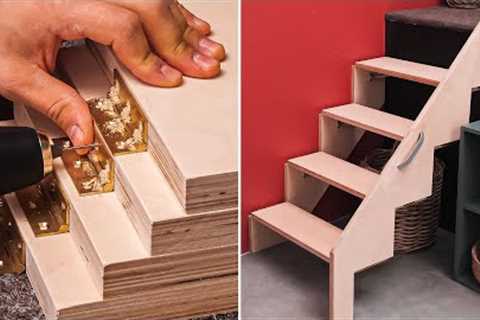 How To Build Foldable Stairs &amp; Other Space Saving Solutions | Woodworking Project