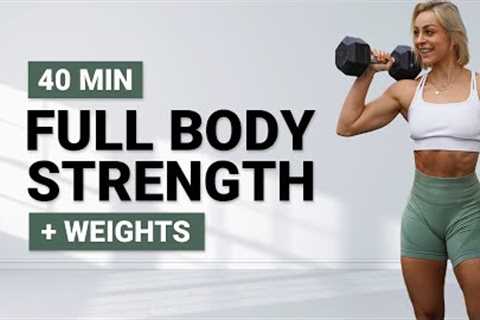 40 MIN FULL BODY STRENGTH WORKOUT | Compound Exercises + Weights | DB Workout | No Jumping