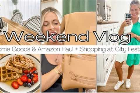 WEEKEND VLOG | Home Goods &amp; Amazon Haul + Shopping at our Downtown City Fest-Clanton, AL!