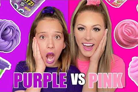 PURPLE 💜 VS 💗 PINK SLIME SHOPPING CHALLENGE *NO BUDGET*