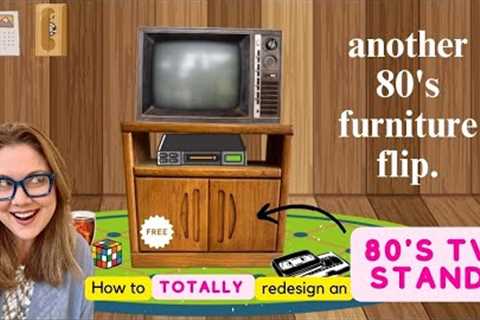 How To Redesign an 80's TV Stand! | 80's furniture flip | FREE tv stand repurposed into new piece