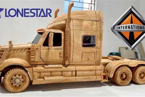 Detailed Process of Making a Wooden International LoneStar Truck - Woodworking Art
