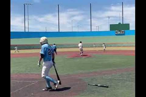 Home Run in a Wood Bat Baseball Tournament in Las Vegas (Listen for the ball to hit the fence)