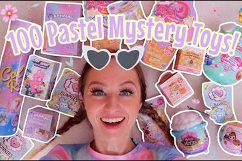 UNBOXING 100 *PASTEL ONLY* MYSTERY TOYS!!😱🛼🌸🍯☁️✨ (PUSHEEN, CARE BEARS, L.O.L, BARBIE, MIXIES..
