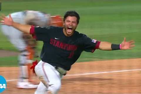 Stanford baseball walks off on fly ball lost in lights