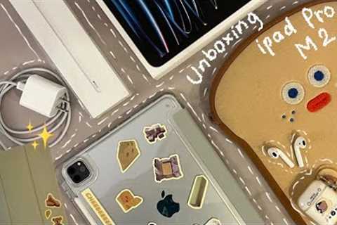 Unboxing iPad pro M2 wifi and accessories + SETUP🧀🥛🫧