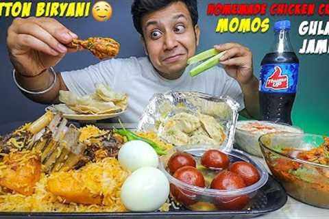 1 Kg Kolkata Mutton Biryani, Homemade Chicken Curry, Eggs, Momos, Gulab Jamun, Raita &amp; Papad..