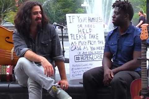 This street performer gives money instead of taking it