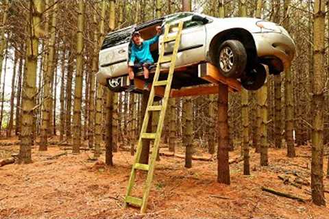Building Tree Top Truck Treehouse (on a Budget!) - Fireplace, Bed, Luxury, Storage, Sleeping, Cook'n