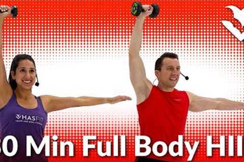 30 Minute Full Body HIIT Workout at Home with Weights - 30 Min Dumbbell HIIT Workouts for Fat Loss