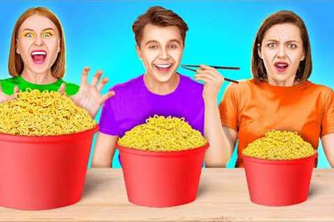 GIANT VS TINY FOOD 24 HOURS || Cooking Challenge Of Speed And Wit! Kitchen Hacks By 123 GO! SCHOOL