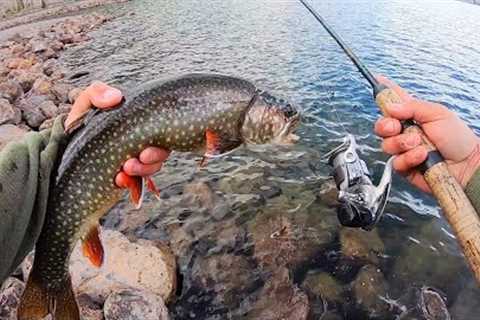 Fishing a CRYSTAL CLEAR Mountain Lake for Big Trout!!
