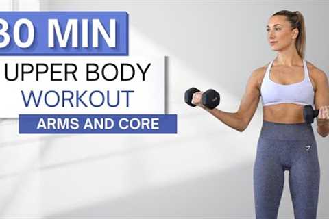 30 min UPPER BODY WORKOUT | With Dumbbells (2 Sets) | Arms, Abs, Chest + Back | Warm Up + Cool Down