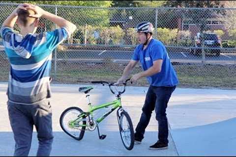 DESTROYING A KID'S BIKE &amp; GIVING HIM A BRAND NEW ONE!