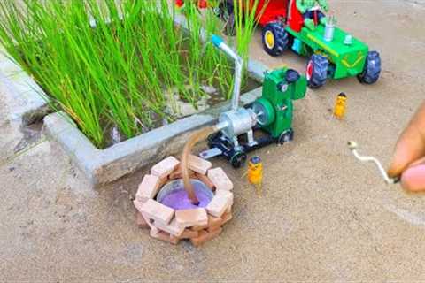 diy tractor mini well water pump diesel engine science project || @KeepVilla || ‎@DIYKeepFarm 