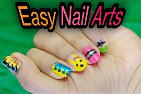 Easy Nail Arts / nail art ideas / no tools nail art / #naildesigs / nail art at home /pooja'scastle