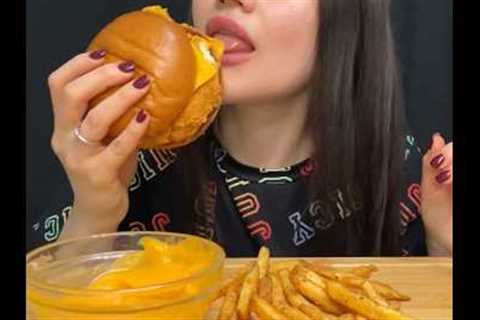 POPEYES FAST FOOD | ASMR MUKBANG | EATING CHICKEN BURGER + CHEESE FRIES #asmr #mukbang #popeyes