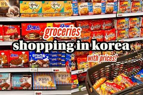 shopping in korea vlog 🇰🇷 grocery food haul with prices 🍕 snacks unboxing, cooking &amp; more