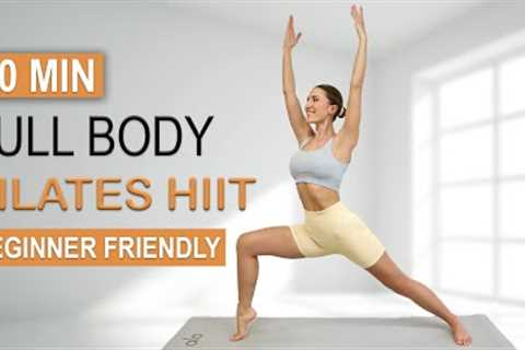 30 Min FULL BODY BEGINNER PILATES HIIT WORKOUT | No Repeat, Warm Up + Cool Down | No Equipment