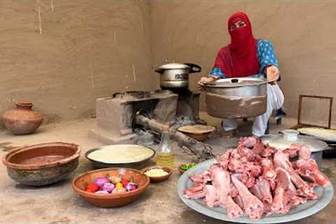 village cooking goat nalli pulao,simple and easy mutton pulao,mutton bone marrow