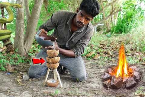 Primitive Technology.! Survival Skills | WATER FIRE FOOD from Primitive | Mr.VillageVaathi